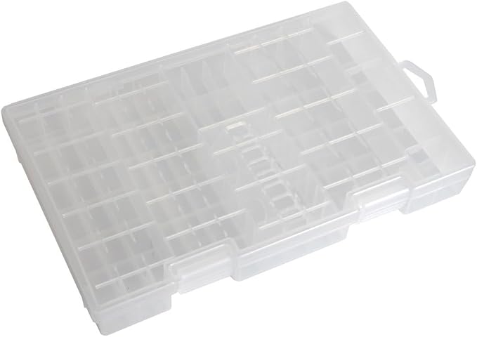 Home-X Battery Organizer Storage Case - Clear, See-Through Battery Holder - Battery Case for All Types of Batteries Including AA, AAA, C, D, and 9-Volt Batteries - Easy Access Battery Storage Case