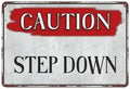 Metal Wall Art Decor Caution Step Down Sign 12"X8" Aluminum Warning Signs For Property Business Yard House Office