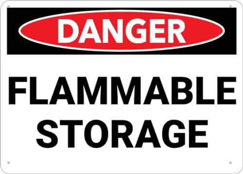 Danger Flammable Storage Sign Warning Tin Sign Home Kitchen Farm Garden Garage Wall Decor 12X8Inch