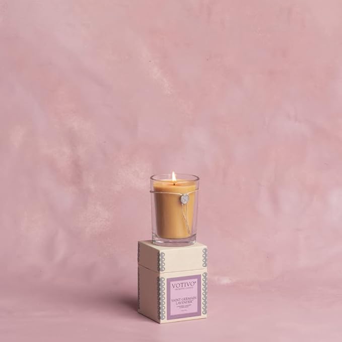 Votivo Saint Germain Lavender 6.8 oz Aromatic Candle | Soy Wax Blend | Luxury Glass Jar Scented Candle & Box | Candles for Home Scented | Long Burning & Highly Scented