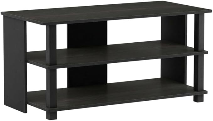 Furnifact Espresso/Black Wood 3-Tier TV Stand, for up to 40-inch TVs, Stylish, Functional, Ample Storage, Modern Design, Living Room, Entertainment Space