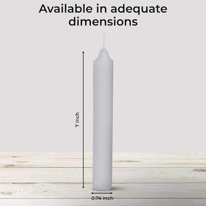 Welburn Veda&Co Church Candles - Pack of 24, 19mm x 7" (7 Hour Burn Time), 100% Paraffin Wax, for Memorial, Christmas Eve, Shabbat (White)