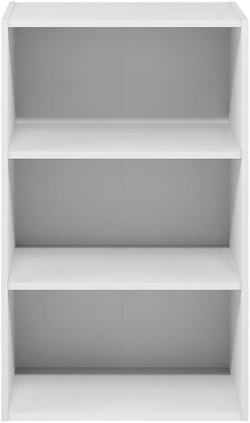 Furnifact White Bookcase, Wooden Shelving Unit for Living Room and Office, Sturdy Storage Solution, Modern Design, Durable Wood Material