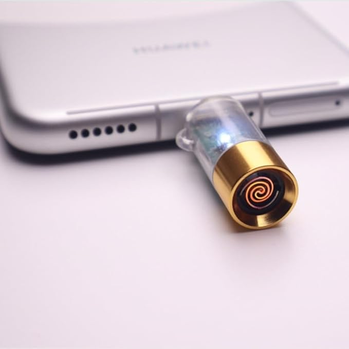 Type-C Electric Lighter, USB-C Rechargeable with Tungsten Filament, Windproof Arc Lighter for Candle, Kitchen, Stove, Fireplace, Paper – 1.5 Inches(Transparent Gold)