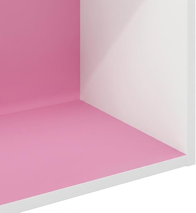 Furnifact Pink White Bookcase with Elegant Wooden Design, Spacious Shelves, Durable Wood Material, and Modern Home Office or Living Room Storage
