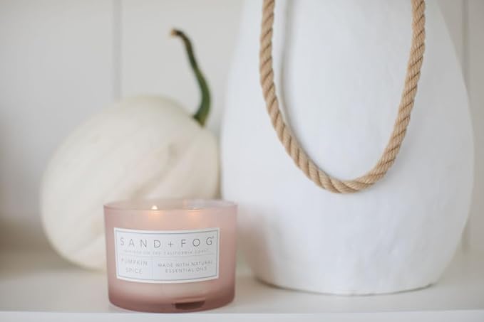 Sand + Fog Scented Candle - Pumpkin Spice – Additional Scents and Sizes – 100% Cotton Lead-Free Wick - Luxury Air Freshening Jar Candles - Perfect Home Decor – 12oz