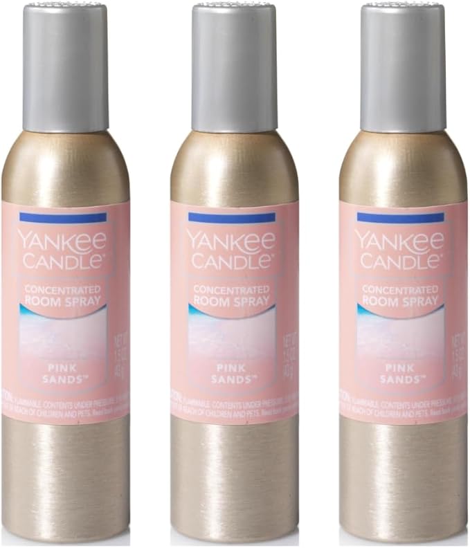Yankee Candle Concentrated Air Freshener Room Spray, Odor Eliminator for Home, Bathroom, Pink Sands, 1.5 Oz (Pack of 3)