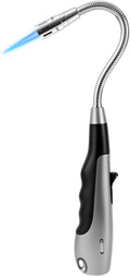 Butane Lighter Long Lighter with Visual Window for BBQ Candle,Gray(No Butane Inside)