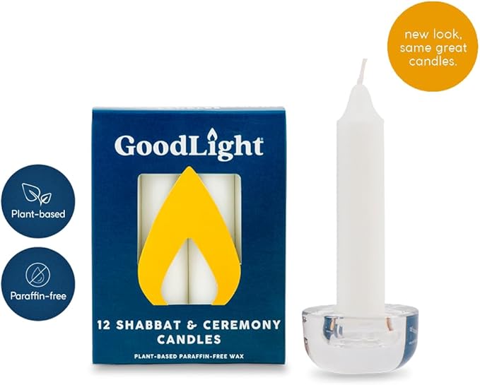 GoodLight Paraffin-Free Shabbat & Sabbath Ceremony Candles, Vegan Palm Wax, 3-Hour Burn Time (72 Unscented Shabbos Candles, White)