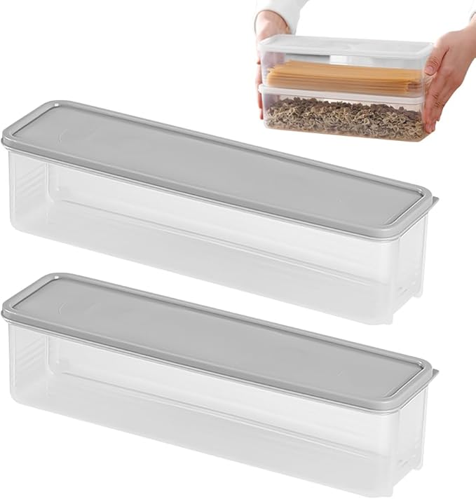 Storage & Crisper Boxes, 2025 New Durable Food Storage Containers, Stackable Refrigerator Organizer for Kitchen, Airtight Food Box with Lids, Fresh-Keeping Container Suitable (Grey, 2pcs)