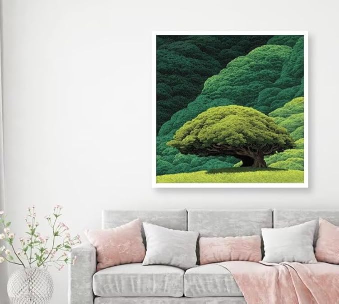 Diamond Art Kits for Adults Tree Diamond Painting Kit Plant, DIY Crafts for Adults 5D Full Square Drill Gem Art Rhinestone Embroidery Painting Kit for Wall Decor, Birthday Girl 31.5x31.5 inch 4-BM70