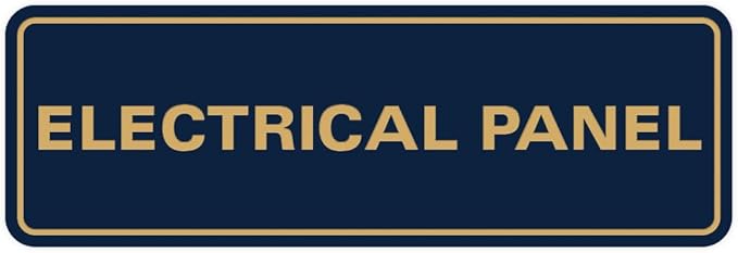All Quality Standard Electrical Panel Wall or Door Sign - Durable Material | Clear and Functional Sign | Easy Installation‌ - Navy Blue/Gold - Medium (2 Pack)