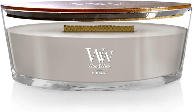 WoodWick Wood Smoke Holiday Candle Gifts for Women and Men, 16 oz Ellipse Candle with Crackling Wick