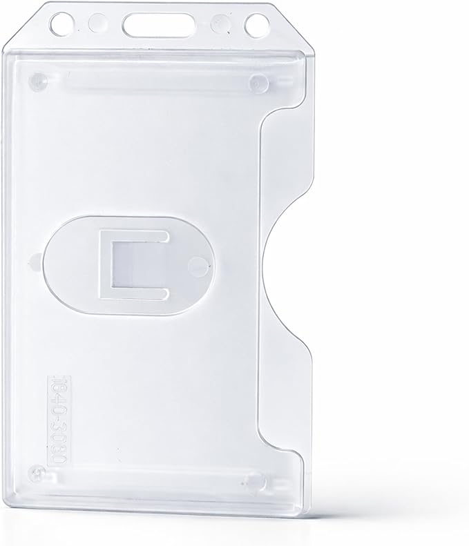5 Pack - Heavy Duty 2-Sided Rigid Multi Card Holder - Hard Plastic Vertical ID Badge Holders for 2 Standard or Thick Prox Cards, Fuel Card, CAC, Work Badge, or Credit Cards by Specialist ID (Clear)