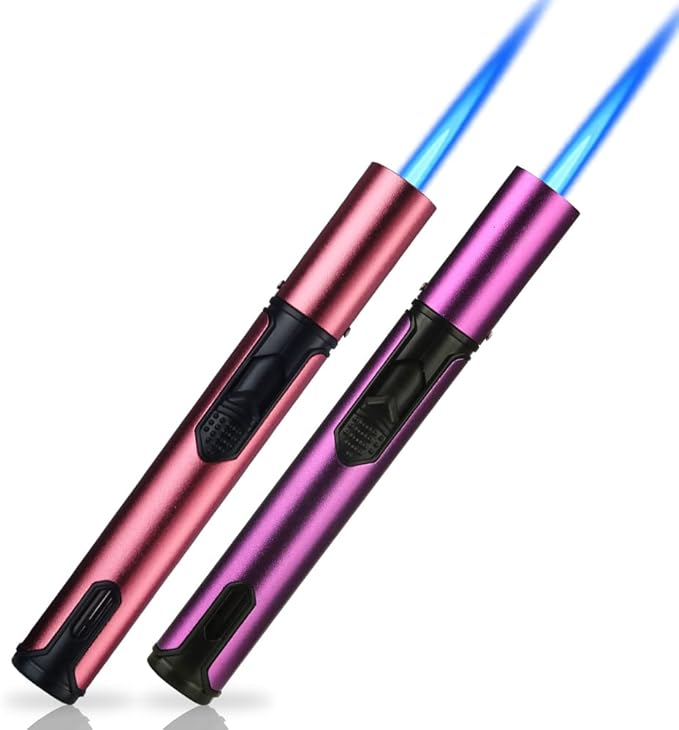 PROMISE Metal Lighters, Butane Lighters Refillable Single Jet Flame Lighter Shipped Without Gas (Pink& Purple)