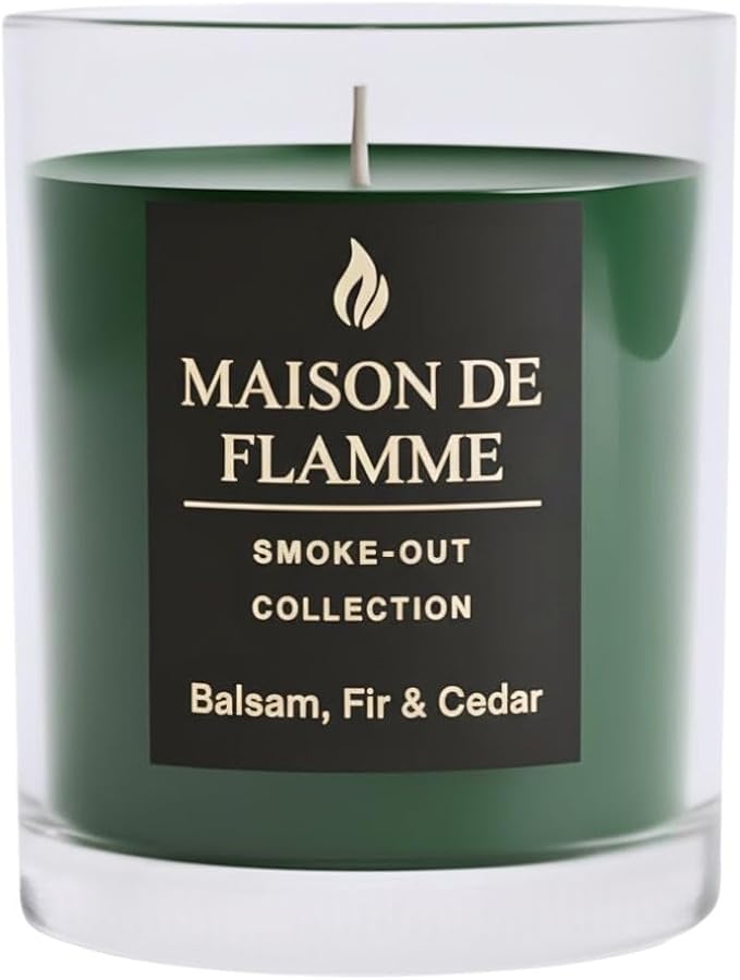Smoke Odor Eliminating Candle – Balsam Fir & Cedar Soy Wax Candle for Kitchen, Apartment & Home Smells, Long Lasting Odor Neutralizing Scented Candle, 150g / 5.3 oz – Maison De Flamme