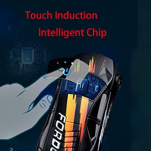 Dual Arc Plasma Lighter - Windproof, Touch-Start with LED Light, USB Rechargeable, Car Shape, Novelty Electric Lighter (Black)