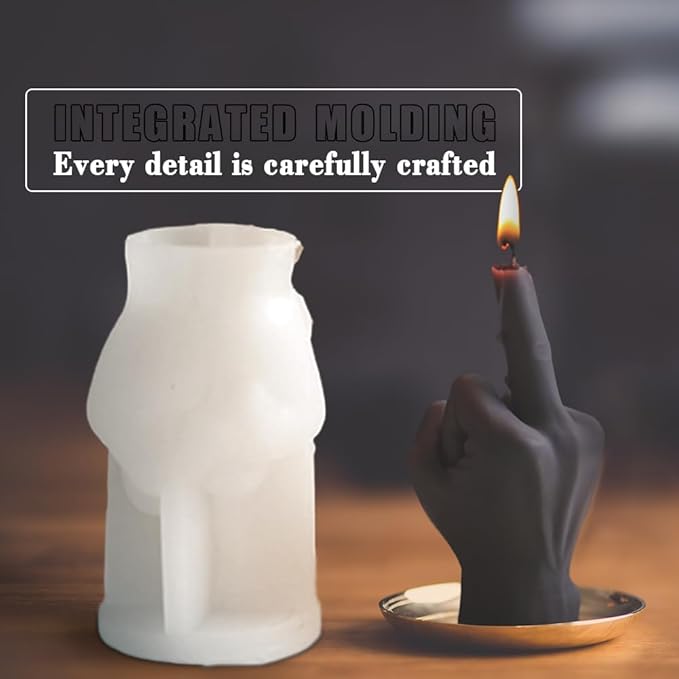 Large Hand Shaped Silicone Mold for Candle Making, 5 Inch Gesture Candle Mold,Middle Finger Shaped Resin Casting Mould for Making Candle Baking Soap Wax Cake Mousse Ice Cream
