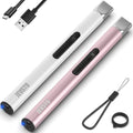 Candle Lighter, Electric Rechargeable USB, Arc Windproof Flameless Plasma Lighter Long Stick, No Butane Fluid, Perfect for Candle BBQ Camping Kitchen Stove, Pink and White