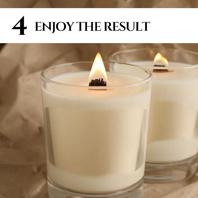 50PCS Wicks Wooden Set for Candles – 25PCS Candle Wicks with 25PCS Metal Base for Candlescience DIY Supplies