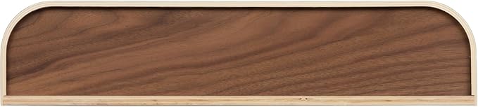 Wooden Wall Mounted Display Caddy, Floating Shelf Organizer Rack, Wood Wall Pocket, Storage Basket Bin 17.7” Wide (Walnut)