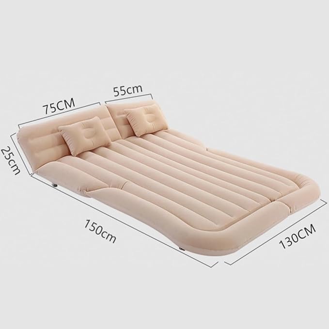 Car Air Mattress for Sonata SEL 2024, Inflatable Bed Thickened Flocking Sleeping Pad Foldable Travel Camping Backseat Cushion,Beige