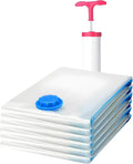 Premium Space Saver Vacuum Storage Bags - Space Saver Bags Jumbo 6 Pack - Save 80% More Storage Space - Reusable, Double Zip Seal & Leak Valve, Includes Travel Hand Pump
