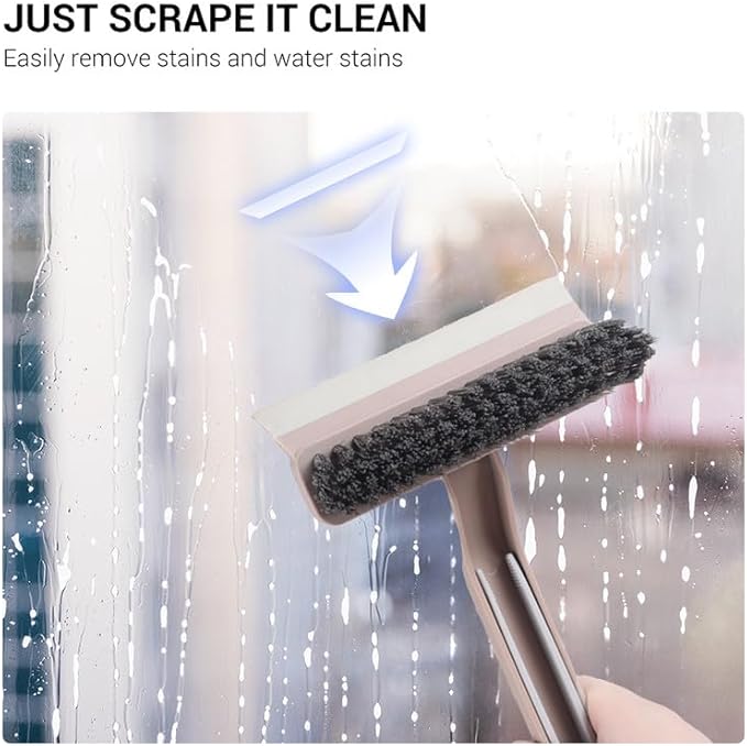 Multi-Function Rotating Crevice Cleaning Brush with Scraper, 360 Degree Rotating No Dead Corners Hard Bristle Crevice Gap Brush Tool for Bathroom Household Kitchen (White)