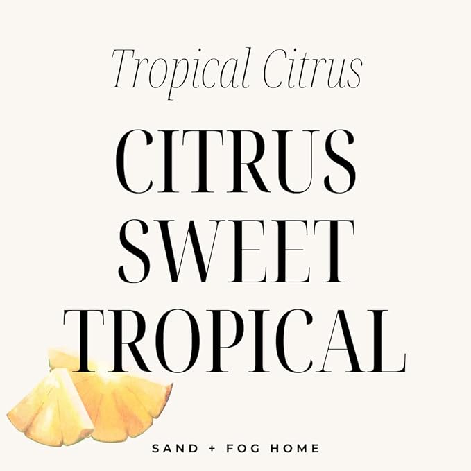 Sand + Fog Scented Candle - Tropical Citrus - Additional Scents and Sizes – 100% Cotton Lead-Free Wick - Luxury Air Freshening Jar Candles - Perfect Home Decor – 12 oz