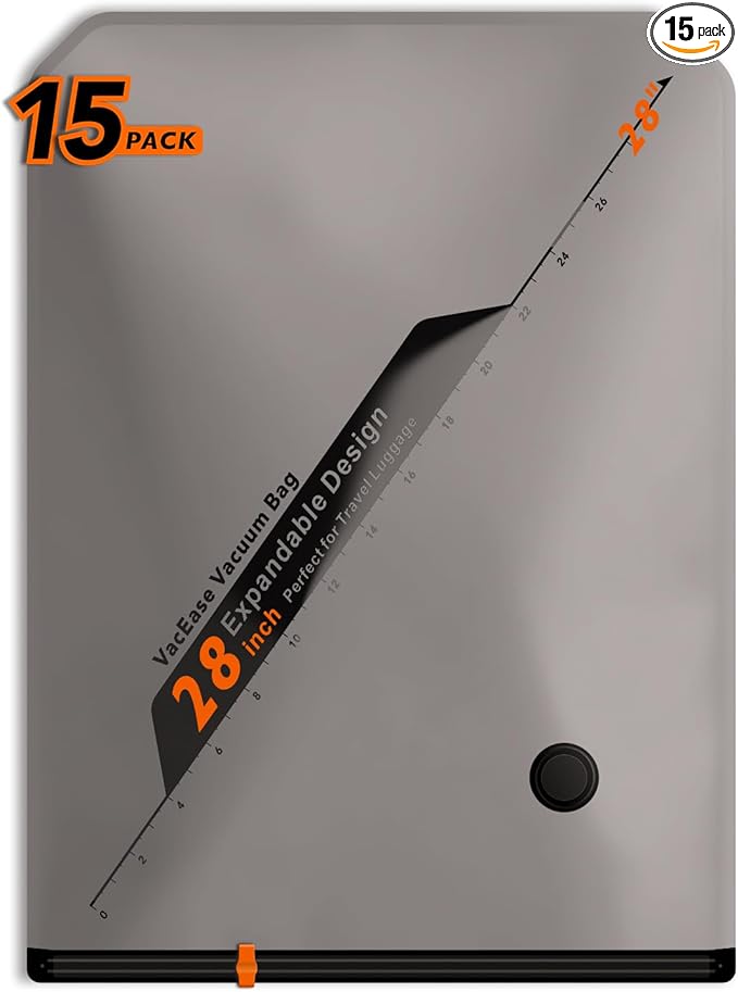 Vacbird 15 Pack 28" Vacuum Bags for Storage - No Pump, Compact & Airtight