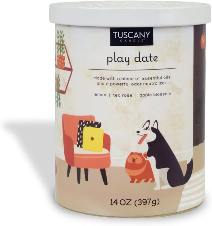 Tuscany Candle Play Date Pet: Lemon Scented Pet Odor Neutralizing Candle, 14 oz