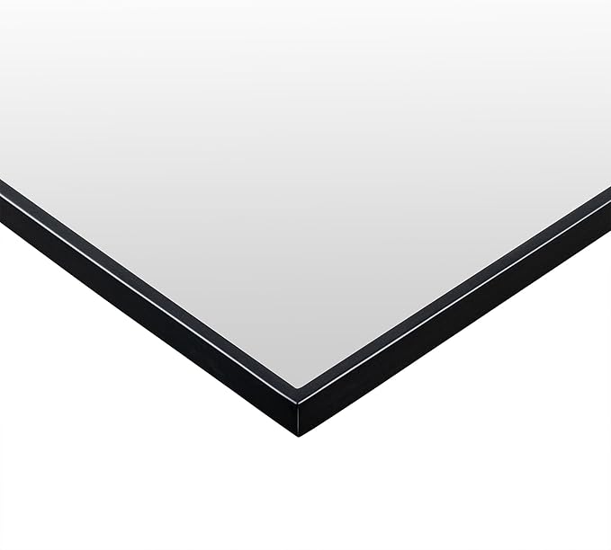 TEHOME Black Bathroom Vanity Mirror with Squared Corners, 24x32'' Matt Black Rectangle Stainless Steel Metal Framed Mirror for Bathroom