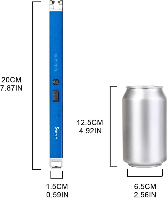 Electric Arc Windproof USB Lighter Flameless Rechargeable Lighter with Safety Lock for Candle (Blue, 3Packs)