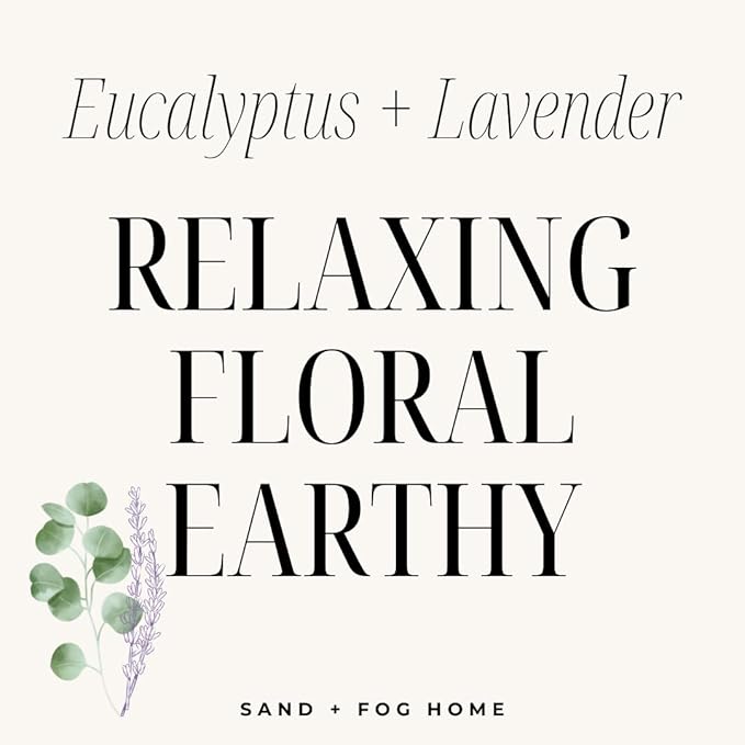 Sand + Fog Scented Candle - Eucalyptus Lavender – Additional Scents and Sizes – 100% Cotton Lead-Free Wick - Luxury Air Freshening Jar Candles - Perfect Home Decor – 12oz