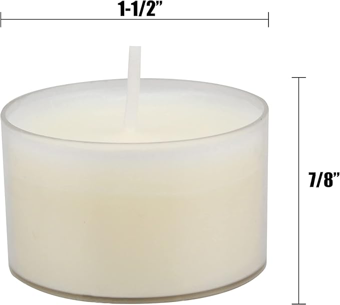 Stonebriar Bulk 96 Pack Unscented Smokeless Long Burning Clear Cup Tea Light Candles with 8 Hour Extended Burn Time, White