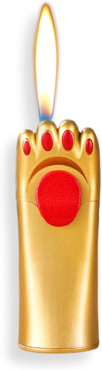 Windproof Lighter, Cool, Cute Cat Paw Design, Fillable, Adjustable, Butane Lighter, Gift for Men（No Gas）