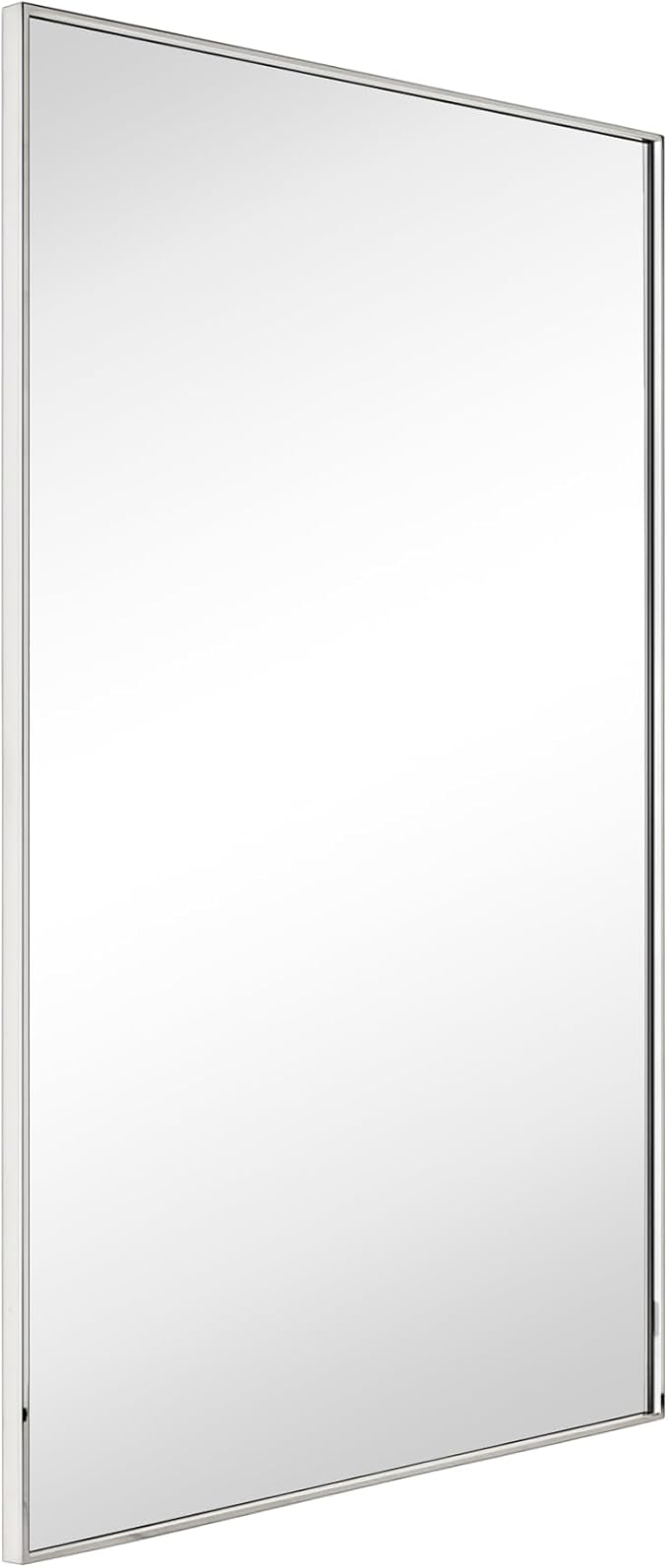 TEHOME Chrome Bathroom Vanity Mirror with Squared Corners, 24x36'' Silver Rectangle Stainless Steel Metal Framed Mirror for Bathroom