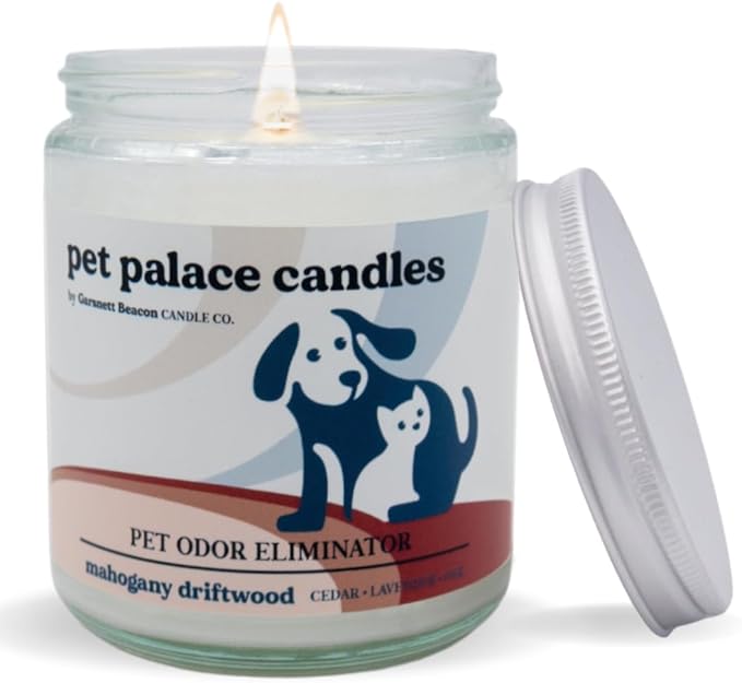 Pet Palace Candles - Odor Eliminator Candle - 100% Soy - Neutrolizer Eliminates Odors from Pets, Smoke, Urine, and More. Eco-Friendly and Non-Toxic (Mahogany Driftwood)