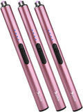 SUPRUS Electric Arc Windproof Flameless USB Rechargeable Lighter with Safety Lock for Candle (Pink, 3 Packs)