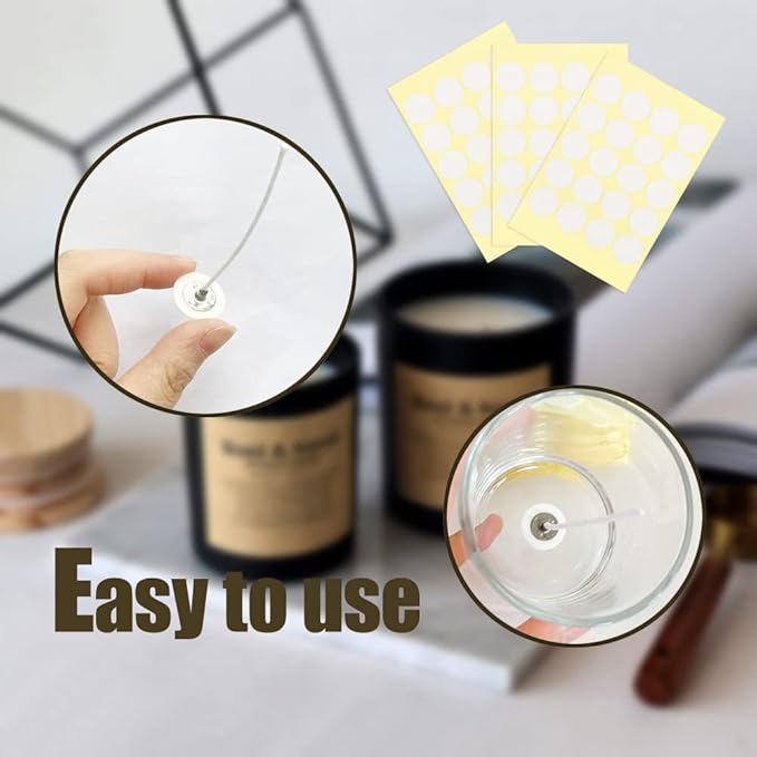 160 PCS Candle Wick Stickers, Double-Sided Heat Resistance Wick Stickers for Candle Making, Adhere Steady in Hot Wax Candle Stickers