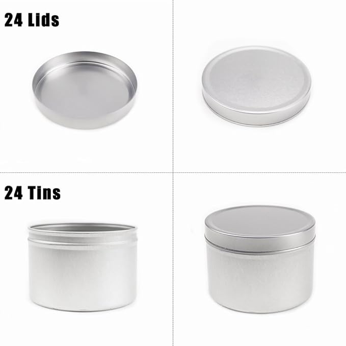 EricX Light Candle Tin 24 Piece, 8 oz, for Candle Making