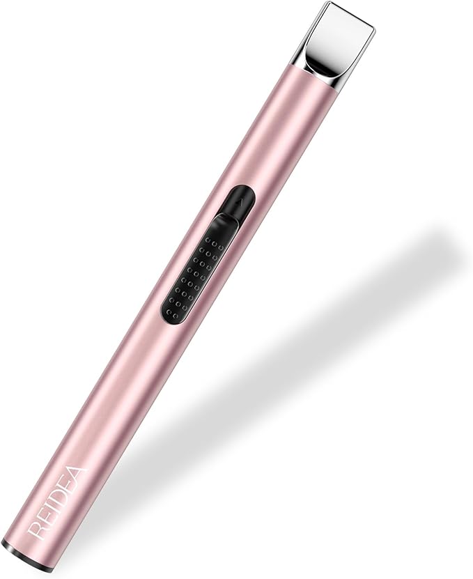 REIDEA 2 Pcs Electronic Candle Lighter Gift Arc Windproof Flameless USB Rechargeable Lighter with Safe Button for Home Kitchen (Rose Gold)