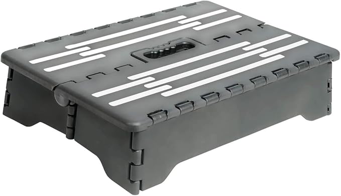 Miles Kimball Fox Valley Traders Portable Help Step, 16” W x 12” D x 4” Tall – Folds to Small Size for Storage, Non-Slip Rubber Step Surface for Safety, Durable Plastic Construction Supports 300 Lbs.