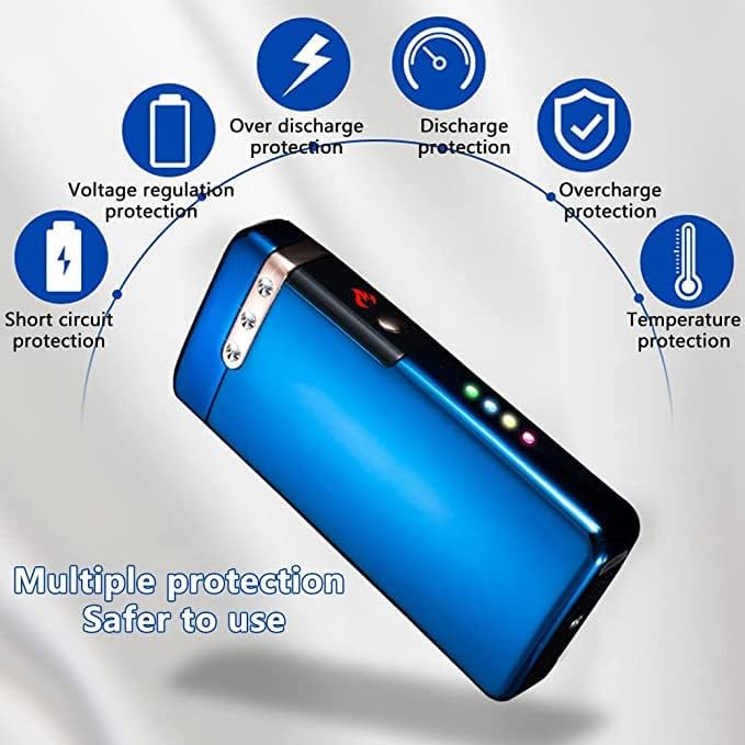 Electric Lighter Plasma Lighters USB Rechargeable Lighter with LED Battery Indicator No Butane Windproof Lighters IdWD867eal for Candles, BBQ, and Travel (Blue)