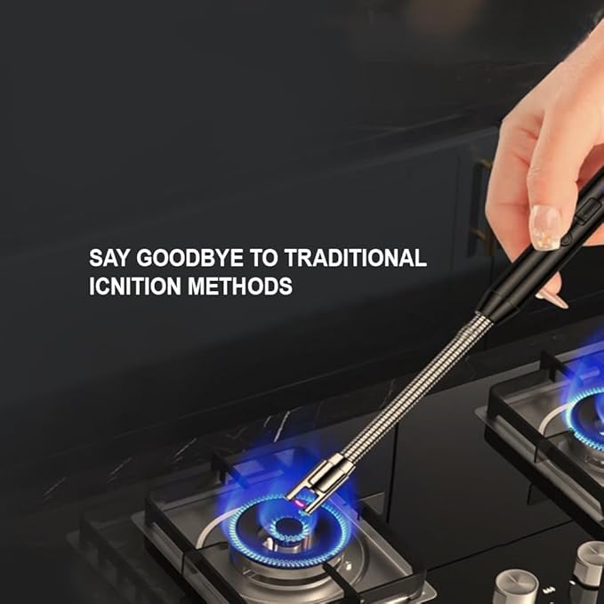 Rechargeable Electric Lighter, USB Plasma Flameless Windproof, 360 Degree Flexible Hose, Stainless Steel for Kitchen Gas Stove Candles Fireworks