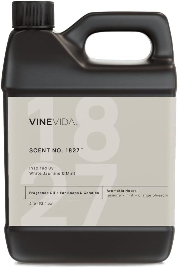 VINEVIDA [32oz] White Jasmine & Mint Fragrance Oil for Candle Making - Natural Candle Oil Scents - Soap Making Essential Oil - Made in USA