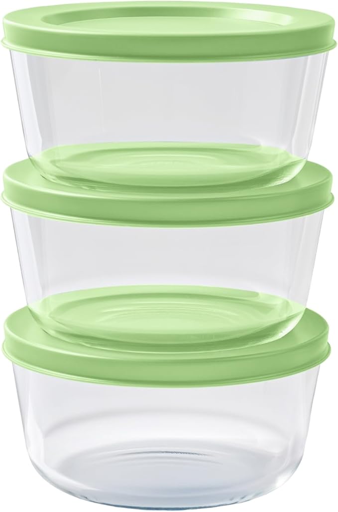 DURA LIVING Borosilicate Glass Food Containers - 6 Piece Set (2 cup) - Premium Storage Solution Microwave & Dishwasher Safe, BPA-Free Lids, White