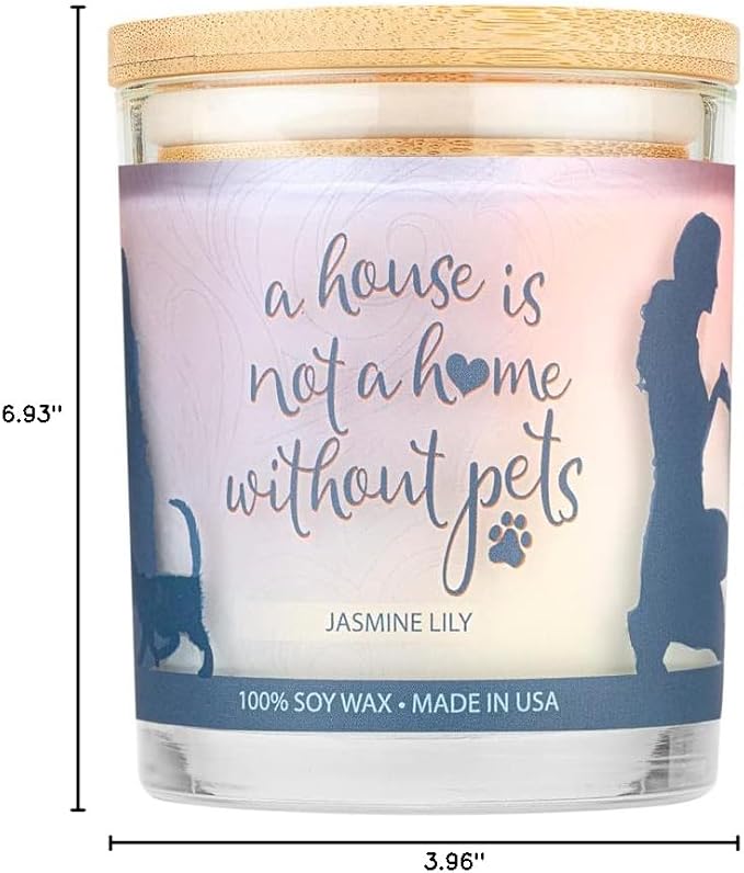 One Fur All Pet House Sentiments Candle - Jasmine Lilly - Gift for Pet Lover - Pet Odor Eliminator Candle - Plant-Based Wax Candles - Non-Toxic - Pet-Friendly