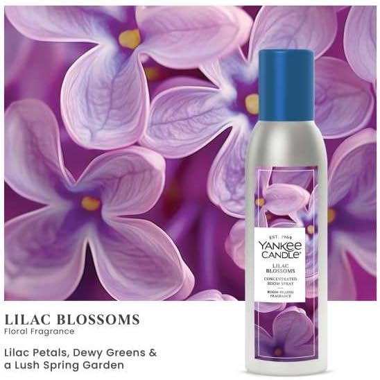 Yankee Candle Concentrated Room Spray, Lilac Blossoms, Odor Neutralizing Aerosol for Home and Bathroom, Instant Long-Lasting Floral Fragrance, 1.5 Ounce (Pack of 6)