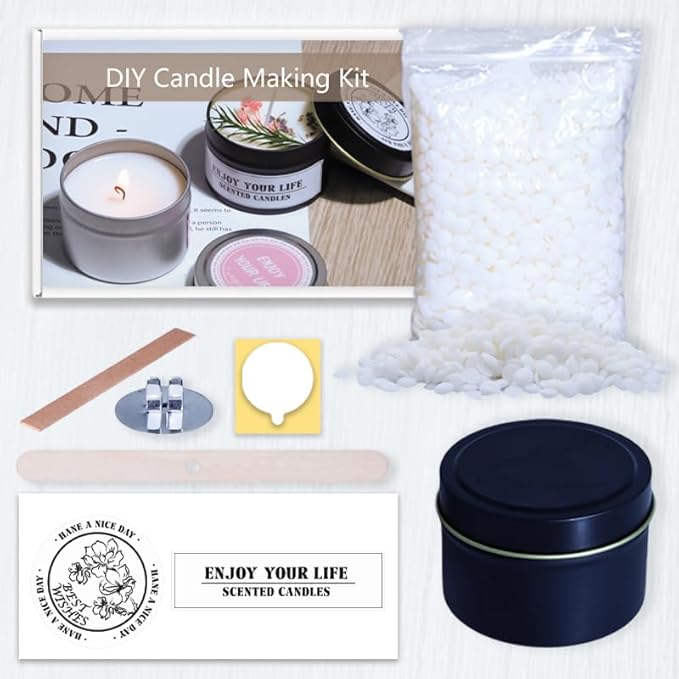 DIY Candle Making Supplies for Adults and Beginners, Including Soybean Wax, Exquisite Stickers, Candle Jars, Wicks, and Homemade Candle jar Sets with Essential Oils.